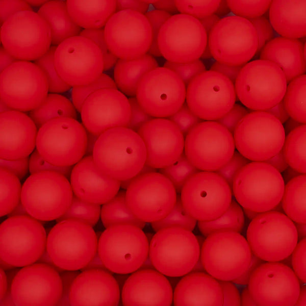 top view of a pile of 19mm Red Round Silicone Bead