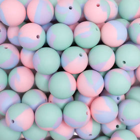 19mm Tye Dye Print Round Silicone Bead