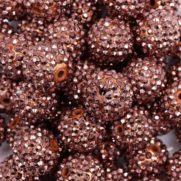 macro view of a pile of 20mm Ancient Copper Rhinestone Bubblegum Beads