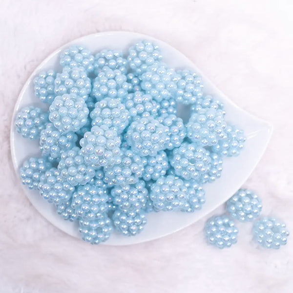 top view of a pile of 20mm Baby Blue Berry Rhinestone Bubblegum Beads