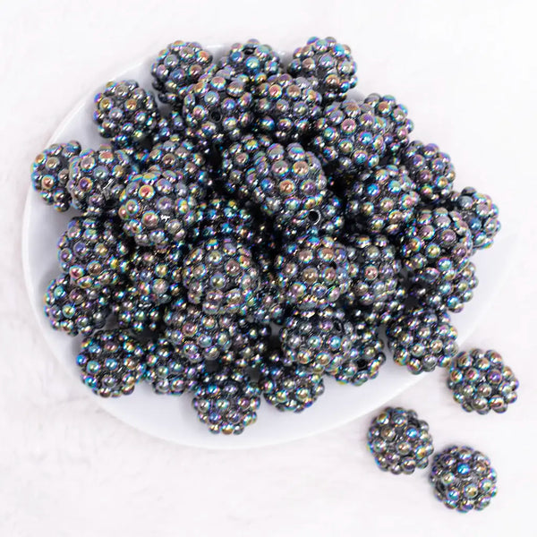 top view of a pile of 20mm Black Berry Rhinestone Bubblegum Beads