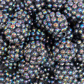 20mm Black Berry Rhinestone Bubblegum Beads