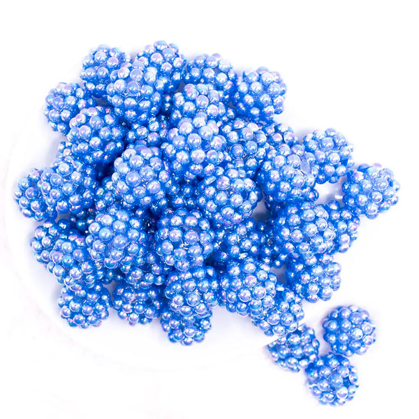 top view of a pile of 20mm Blue Berry Rhinestone Bubblegum Beads