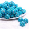 front view of a pile of 20mm Blue Sparkle Rhinestone AB Bubblegum Beads