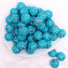 top view of a pile of 20mm Blue Sparkle Rhinestone AB Bubblegum Beads