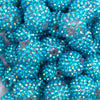 close up view of a pile of 20mm Blue Sparkle Rhinestone AB Bubblegum Beads