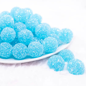 20mm Blue Sugar Rhinestone Bubblegum Bead