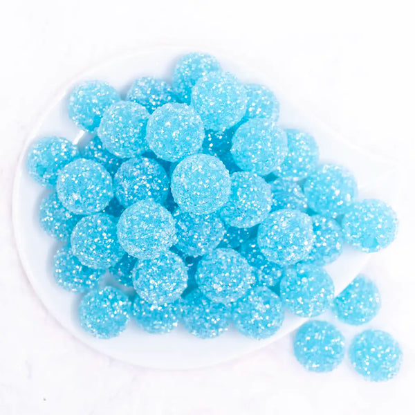 top view of a pile of 20mm Blue Sugar Rhinestone Bubblegum Bead
