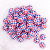 top view of a pile of 20mm Red and Blue Plaid Bubblegum Beads