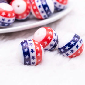 20mm Stars and Stripes Print Acrylic Bubblegum Beads