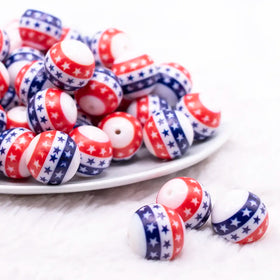 20mm Stars and Stripes Print Acrylic Bubblegum Beads