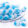 front view of a pile of 20mm Blue Captured Pearls Bubblegum Bead
