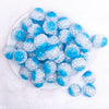 top view of a pile of 20mm Blue Captured Pearls Bubblegum Bead