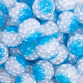 20mm Blue Captured Pearls Bubblegum Bead