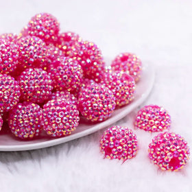 20mm Hot Pink Jelly AB Rhinestone Bubblegum Beads