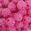close up view of a pile of 20mm Hot Pink Jelly AB Rhinestone Bubblegum Beads