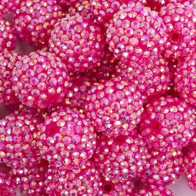 20mm Hot Pink Jelly AB Rhinestone Bubblegum Beads
