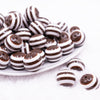 front view of a pile of 20mm Brown Stripes Bubblegum Beads