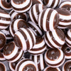 close up view of a pile of 20mm Brown Stripes Bubblegum Beads
