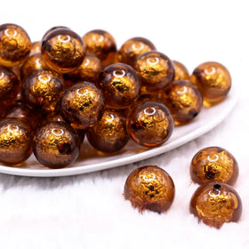 20mm Brown Foil Bubblegum Beads