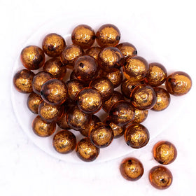 20mm Brown Foil Bubblegum Beads