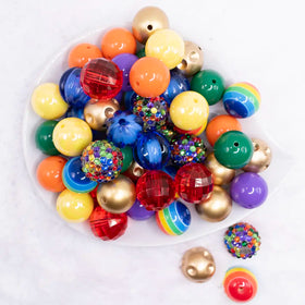 20mm Catch a Rainbow Bulk Acrylic Bubblegum Bead Mix - 50 Count