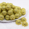 front view of a pile of 20mm Chartreuse Yellow Rhinestone Bubblegum Beads