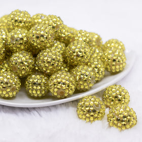 20mm Chartreuse Yellow Rhinestone Bubblegum Beads