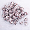 top view of a pile of 20mm Coffee Bean Print on White Acrylic Bubblegum Beads