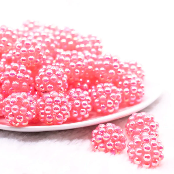 front view of a pile of 20mm Dark Pink Berry Rhinestone Bubblegum Beads