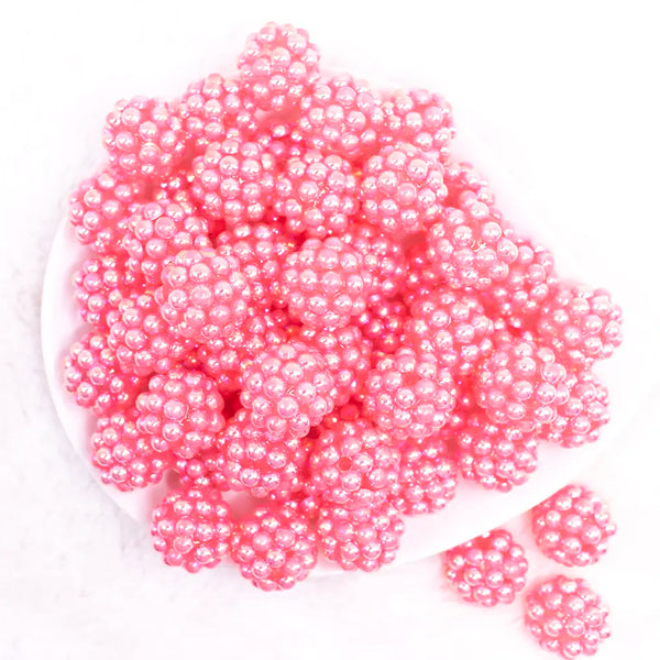 top view of a pile of 20mm Dark Pink Berry Rhinestone Bubblegum Beads