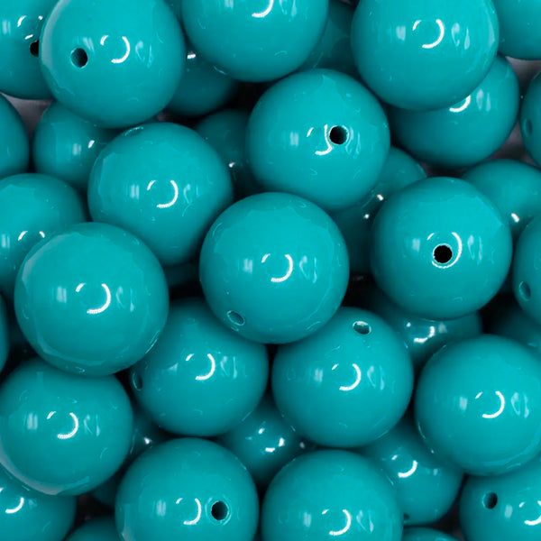 close up view of a pile of 20mm Aquamarine Solid Acrylic Bubblegum Beads