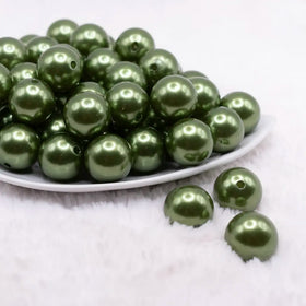 20mm Fern Green Faux Pearl Bubblegum Beads