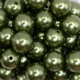 20mm Fern Green Faux Pearl Bubblegum Beads