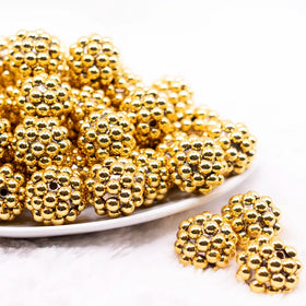 20mm Gold Berry Rhinestone Bubblegum Beads