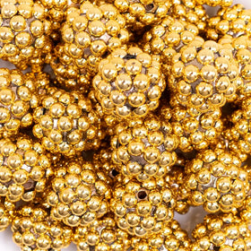 20mm Gold Berry Rhinestone Bubblegum Beads