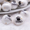 macro view of a pile of 20mm Graduate Print on White Matte Acrylic Bubblegum Beads