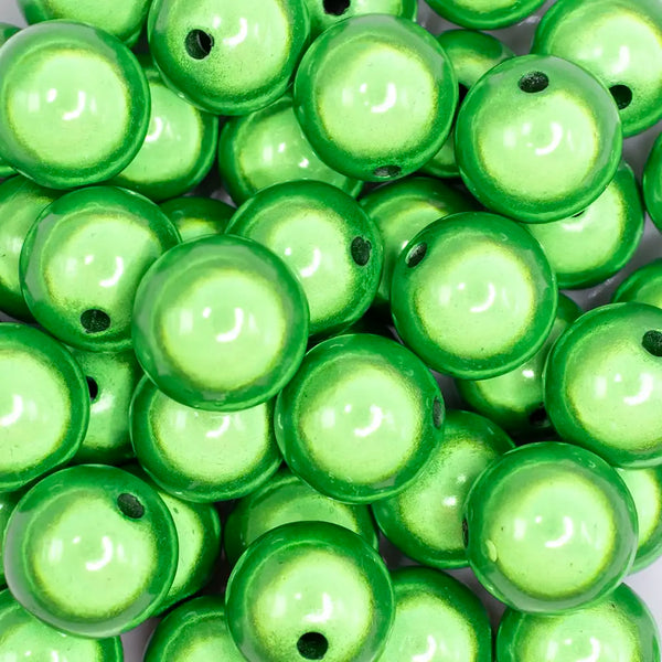 close up view of a pile of 20mm Green Miracle Bubblegum Bead