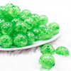 front view of a pile of 20mm Green Crackle Bubblegum Beads