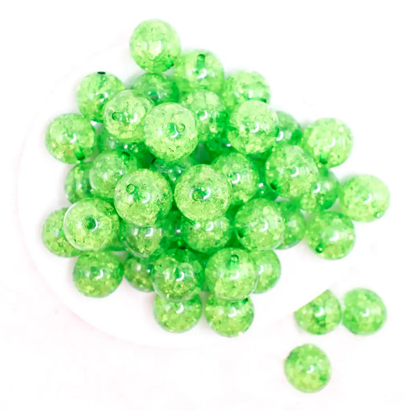 top view of a pile of 20mm Green Crackle Bubblegum Beads