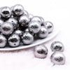 front view of a pile of 20mm Gunmetal Crinkle Foil Bubblegum Beads