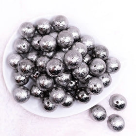 20mm Gunmetal Crinkle Foil Bubblegum Beads