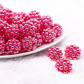 20mm Hot Pink Berry Rhinestone Bubblegum Beads