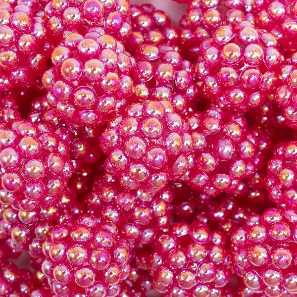 close up view of a pile of 20mm Hot Pink Berry Rhinestone Bubblegum Beads