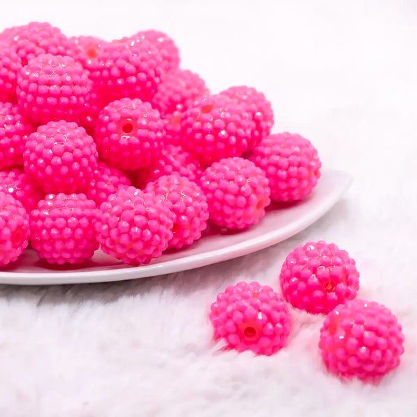 front view of a pile of 20mm Hot Pink on Hot Pink Rhinestone Bubblegum Beads