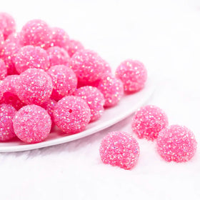 20mm Hot Pink Sugar Rhinestone Bubblegum Bead