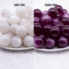 side by side comparison of 20mm Pink to Purple Color Changing Bubblegum Beads