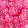 close up view of a  pile of 20mm Bright Pink Rhinestone AB Bubblegum Beads