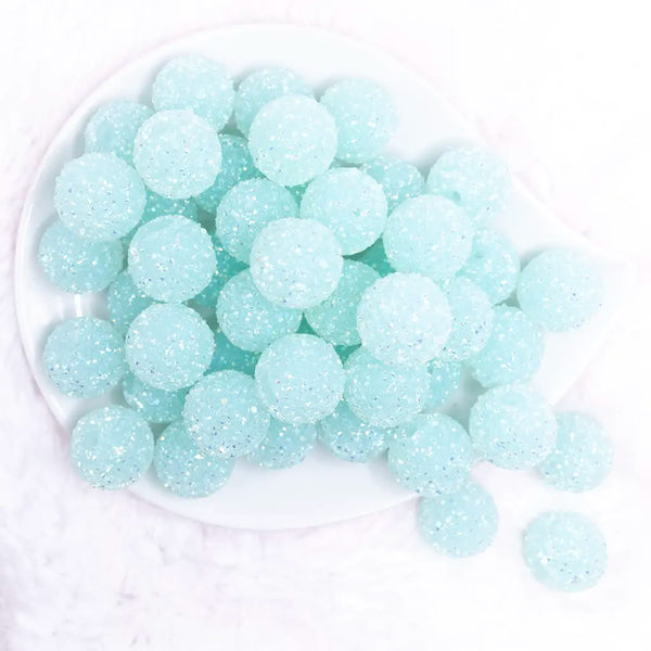 top view of a pile of 20mm Ice Blue Sugar Rhinestone Bubblegum Bead