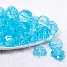 20mm Ice Blue Transparent Faceted Bubblegum Beads